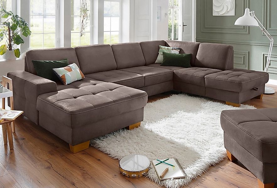 Home affaire Wohnlandschaft "Puccini U-Form" mit Federkern, Sitztiefenverst günstig online kaufen