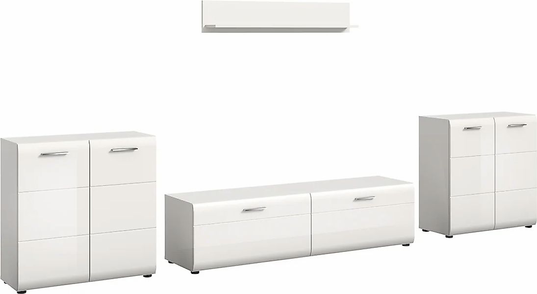 INOSIGN Wohnwand "FLORENZ, 4-teilige Wohn-Kombination, hochwertige MDF-Fron günstig online kaufen