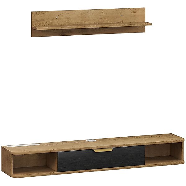 HOMCOM Wohnzimmermöbel-Set, TV-Möbel mit Wandregal, Tür, offene Fächer, Kab günstig online kaufen