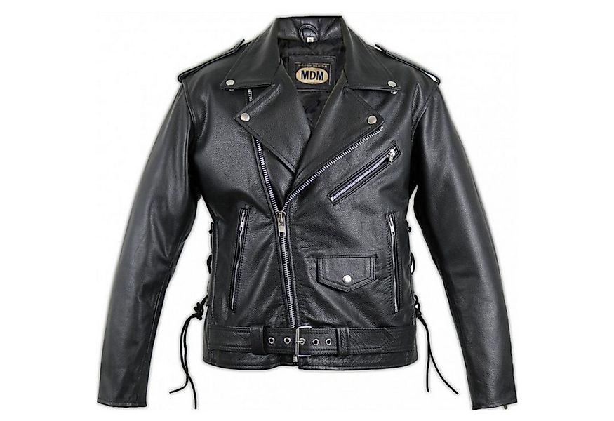 MDM Motorradjacke Klassische Motorrad Biker Lederjacke mit Reverskragen Ink günstig online kaufen