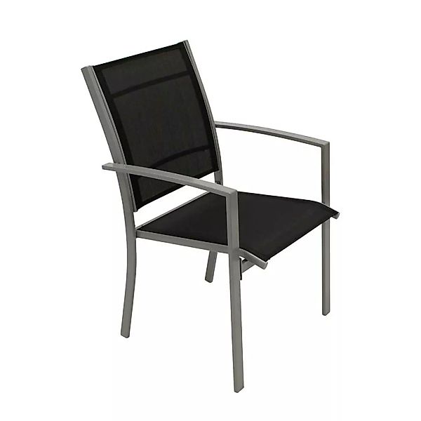 Armlehnen Gartenstühle in Schwarz und Silberfarben Aluminium (4er Set) günstig online kaufen