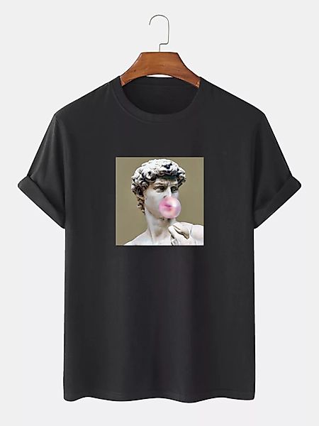 Herren 100% Baumwolle Porträt Statue gedruckt Casual T-Shirt günstig online kaufen