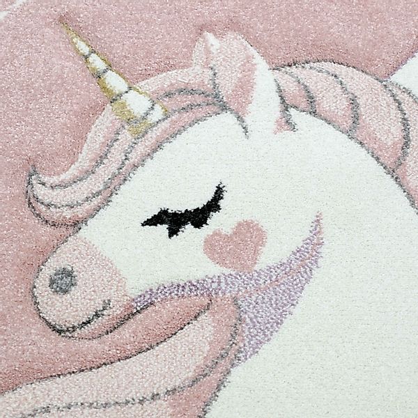 TeppichHome24 Kinderteppich Kinderzimmer Teppich Einhorn Regenbogen günstig online kaufen