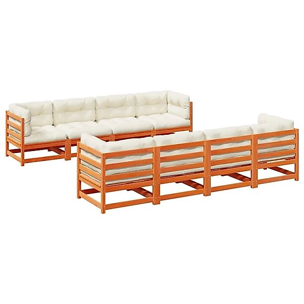 vidaXL 9-Tlg Garten-Sofagarnitur mit Kissen Wachsbraun Kiefernholz 3299359 günstig online kaufen