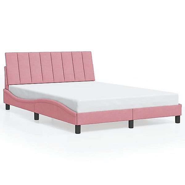 vidaXL Bettgestell, Bettrahmen mit Kopfteil Rosa 140x200 cm Samt günstig online kaufen