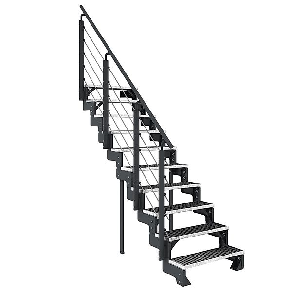 Dolle Außentreppe Gardentop Anthrazit 10 Gitterroststufe 80 cm inkl. Geländ günstig online kaufen
