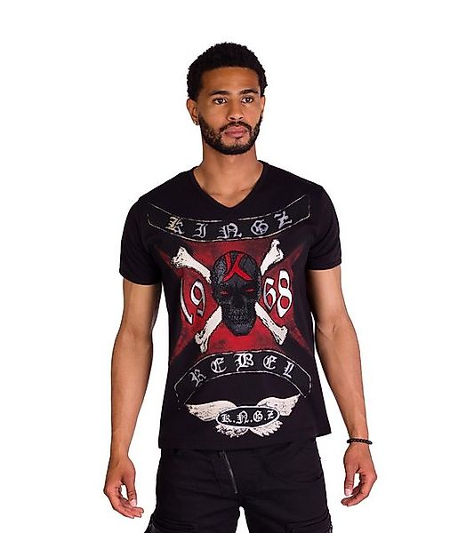 KINGZ T-Shirt Totenkopf Shirt von KINGZ mit Strass Schwarz S günstig online kaufen