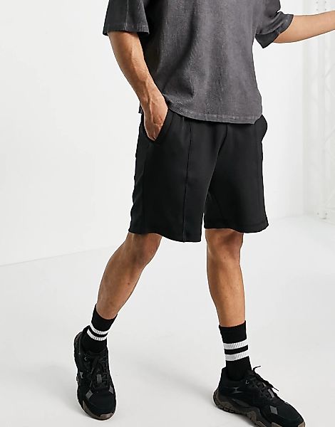 Bershka – Oversize-Shorts aus Jersey in Schwarz günstig online kaufen