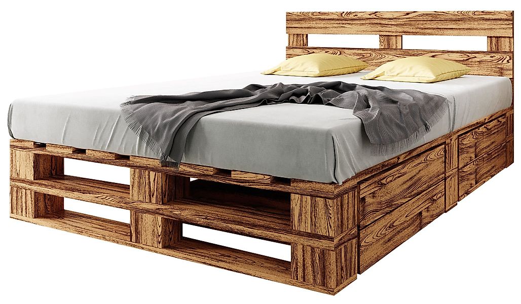 sunnypillow Palettenbett M2 aus Holz mit günstig online kaufen
