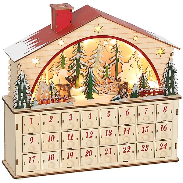 HOMCOM Adventskalender zum Befüllen 24 Schubladen Fächer Weihnachtskalender günstig online kaufen