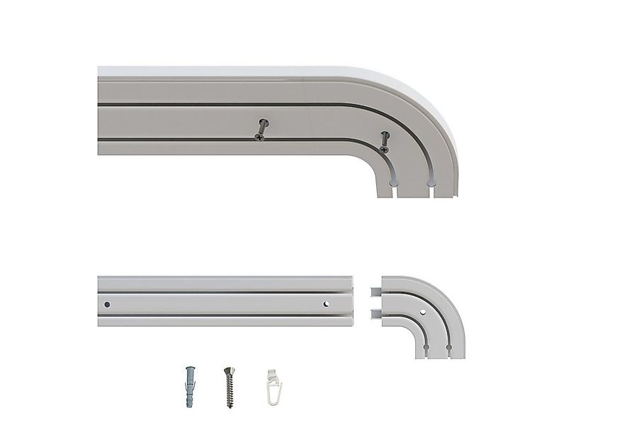 Gardineum Gardinenstange Gardineum 2-lfg. Kunststoffschiene mit Rundbogen + günstig online kaufen