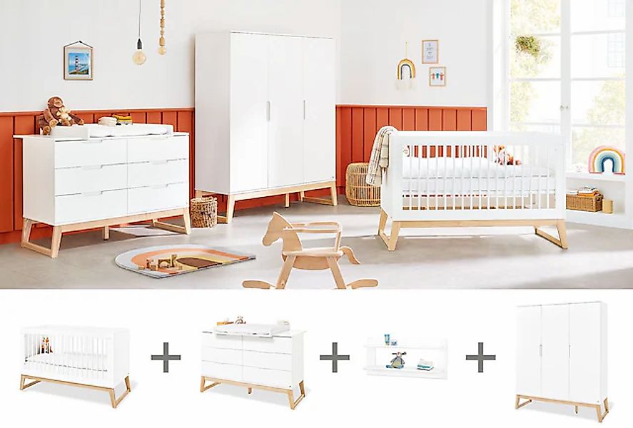 Pinolino® Babyzimmer-Komplettset »Bridge«, (Set, 4 tlg., Kinderbett, Schran günstig online kaufen