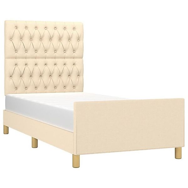 vidaXL Bett Bettgestell ohne Matratze Creme 100x200 cm Stoff günstig online kaufen