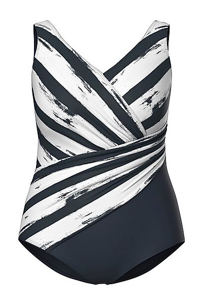 Ulla Popken Badeanzug Badeanzug Streifen Softcups Drapierung recycelt günstig online kaufen