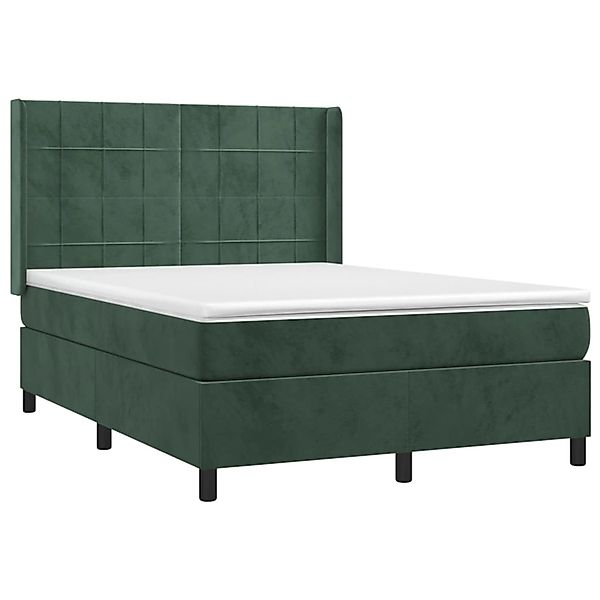 vidaXL Boxspringbett mit Matratze & LED Dunkelgrün 140x190 cm Samt 3139562 günstig online kaufen