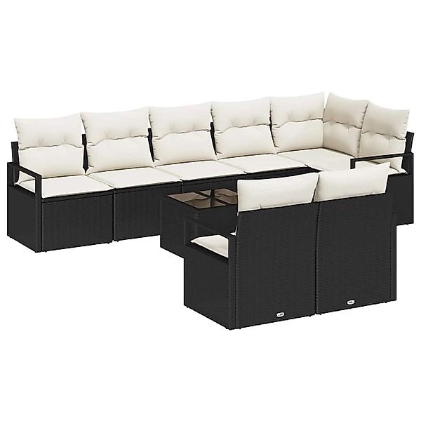 vidaXL Garten-Sofa-Set 9-Tlg Schwarz Poly Rattan 3346437 günstig online kaufen