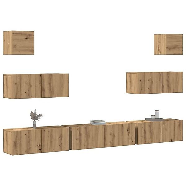 vidaXL Schrankmodule 7-tlg. TV-Schrank-Set Wandmontage Artisan-Eiche Holzwe günstig online kaufen