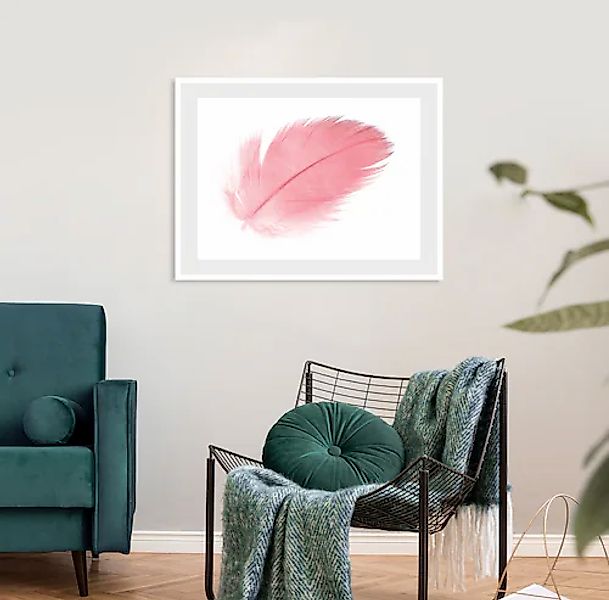 queence Bild »Finja« Federn   Kunst HD Premium Poster-Druck inkl. Holzrahme günstig online kaufen