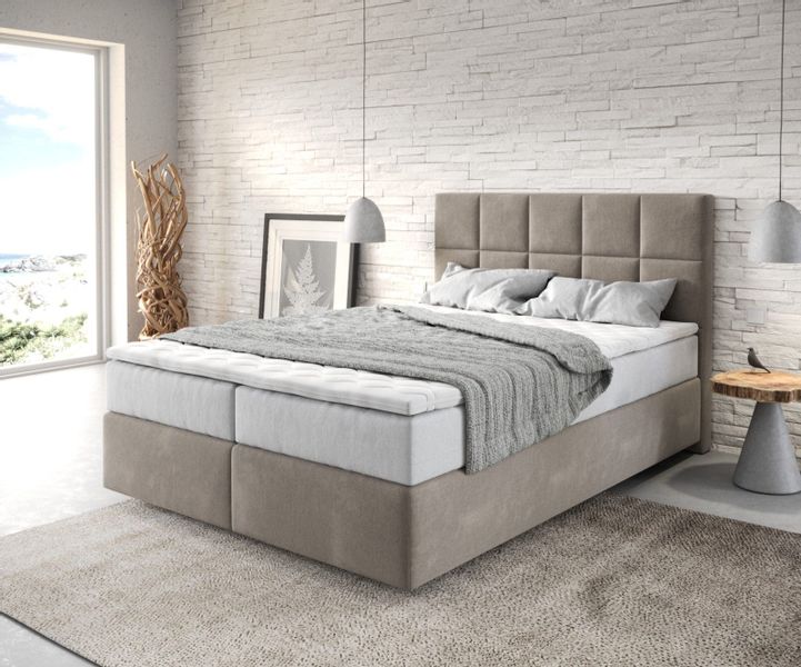 DELIFE Boxspringbett Dream-Fine, Mikrofaser Beige 140x200 günstig online kaufen