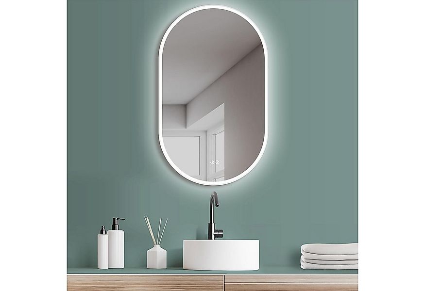 HOKO Badspiegel Oval Spiegel Schwarz Gold Weiß Badezimmer Spiegel mit Licht günstig online kaufen