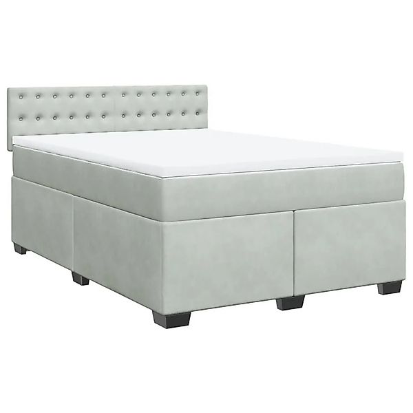 vidaXL Boxspringbett mit Matratze Hellgrau 140x200 cm Samt 3288642 günstig online kaufen