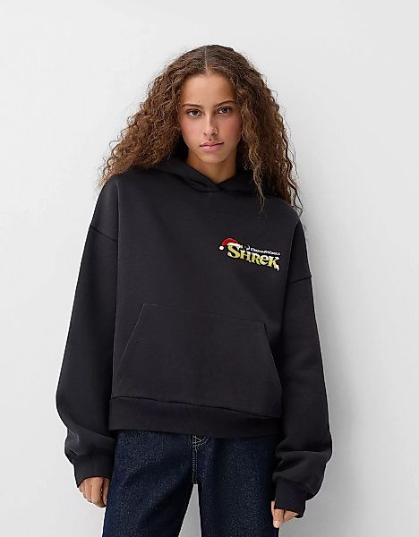 Bershka Hoodie Mit Kapuze Und Shrek Print Damen M Schwarz günstig online kaufen