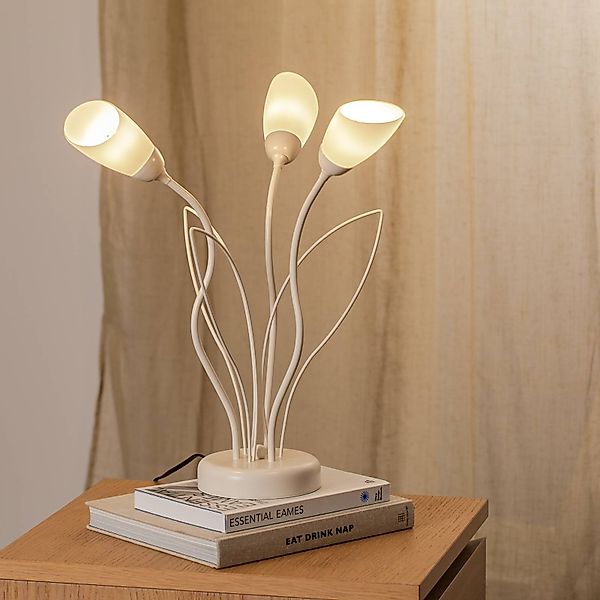 Tischleuchte Gloriosa, creme, Glas, 3-flammig günstig online kaufen