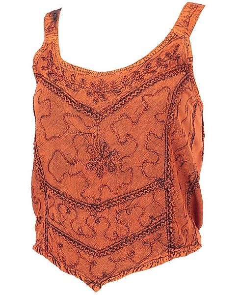 Guru-Shop T-Shirt Besticktes Top Boho chic, Hippie Top - rostorange Festiva günstig online kaufen