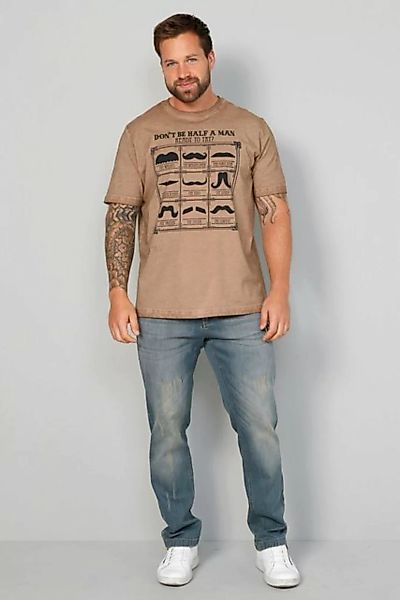 John F. Gee T-Shirt John F. Gee T-Shirt Schnurrbart-Print cold dyed günstig online kaufen