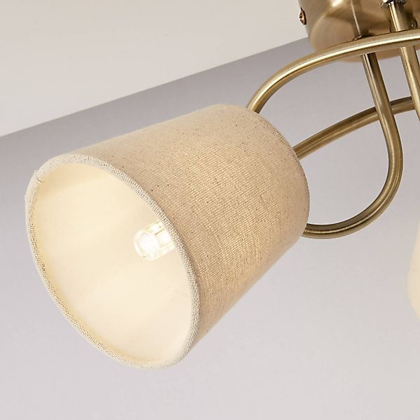 Deckenleuchte Waris, messing/creme, Textil/Metall, 3-flammig günstig online kaufen
