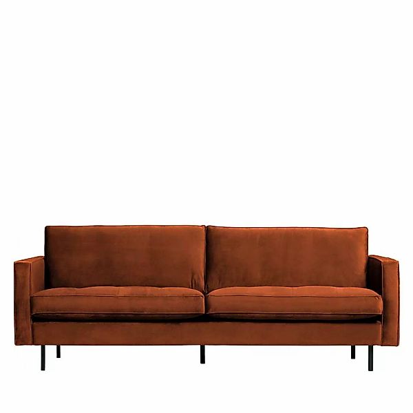 Retrosofa in Rostfarben Samt 230 cm breit günstig online kaufen