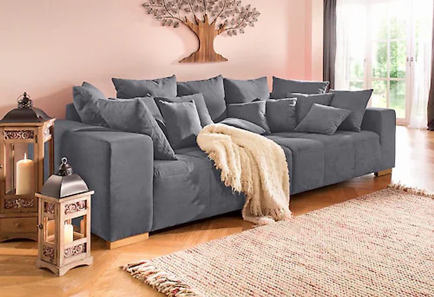 Home affaire Big-Sofa »Neapel« mit vielen losen Kissen, in 2 Bezugsqualität günstig online kaufen