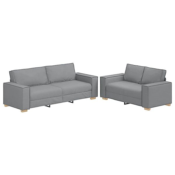 vidaXL 2-Tlg Sofagarnitur mit Kissen Hellgrau Stoff 3324691 günstig online kaufen