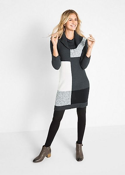 bonprix Strickkleid für Alltag, aus Baumwolle und Polyacryl, figurbetonte P günstig online kaufen