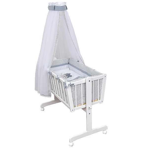 Baby-Delux Stubenbett Babywiege Komplettset, Schaukelwiege Weiß günstig online kaufen