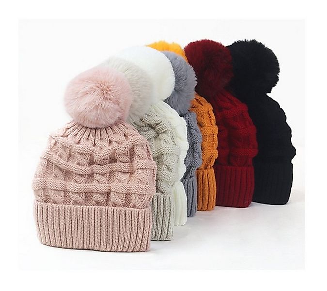 Coonoor Bommelmütze Damen Wintermütze, Thermo-Fleece-gefütterte Mütze, Stri günstig online kaufen