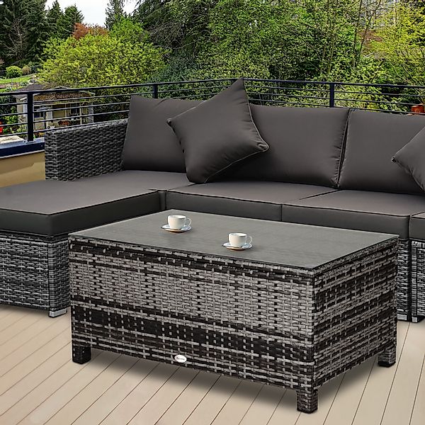 Outsunny Garten Beistelltisch Couchtisch 85 x 50 x 39 cm, Gartentisch aus P günstig online kaufen