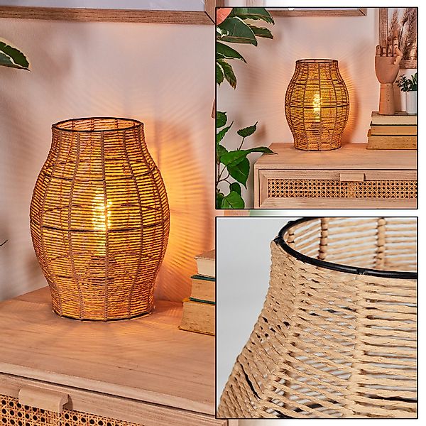 hofstein Tischleuchte Tischlampe aus Metall/Bast in günstig online kaufen