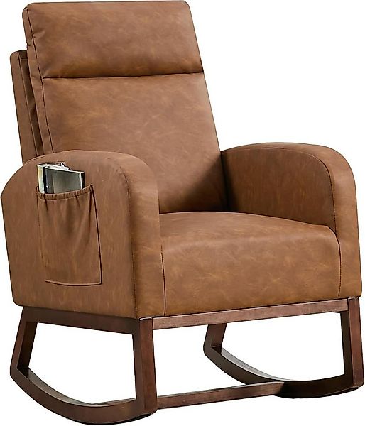 GarveeMore Schaukelstuhl mit Seitentasche,hoher Rückenlehne,gepolsterter Si günstig online kaufen