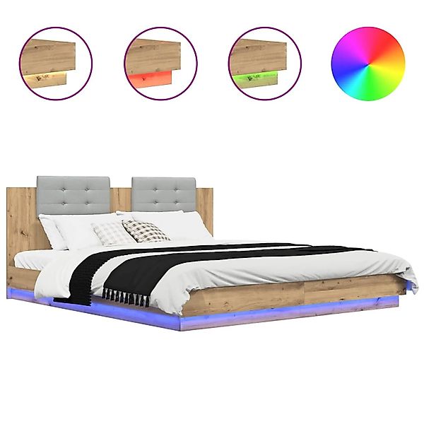vidaXL Bettgestell mit Kopfteil Artisan-Eiche 180 x 200 cm 3416335 günstig online kaufen