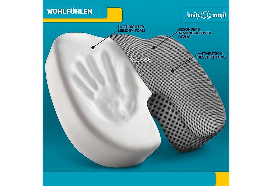 Body & Mind Sitzkissen Orthopädisches Keilkissen, Ergonomische Stuhlauflage günstig online kaufen