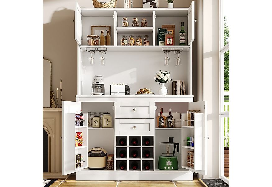 Flieks Küchenbuffet mit verstellbaren Ablagen & Weinregal & Türablagen (1-S günstig online kaufen