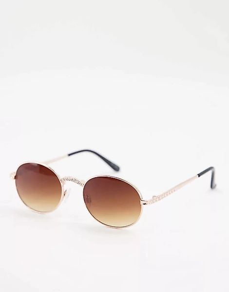 Jeepers Peepers – Runde Damen-Sonnenbrille mit goldfarbenem Nasensteg und B günstig online kaufen