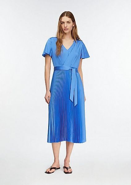 comma Midikleid Kleid Satinkleid mit fließenden Ärmeln und Plissée-Rock günstig online kaufen