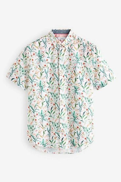 Next Kurzarmhemd Kurzarmhemd aus Leinengemisch mit Blumenmuster (1-tlg) günstig online kaufen