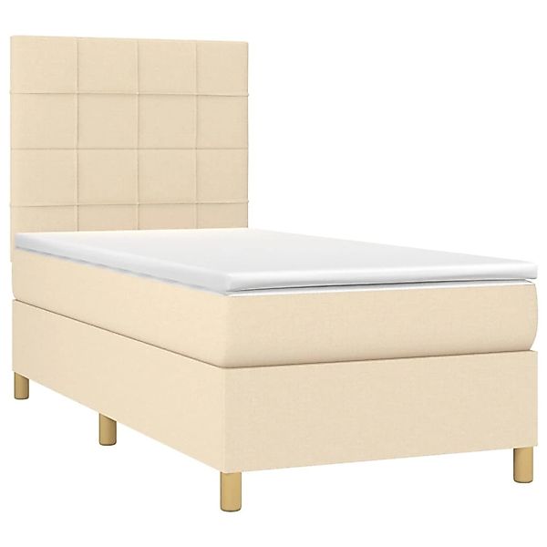 vidaXL Boxspringbett mit Matratze & LED Creme 90x200 cm Stoff 3135410 günstig online kaufen