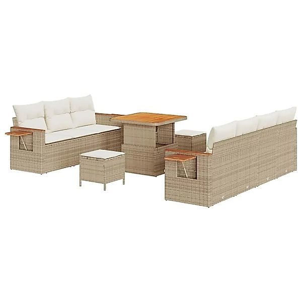 vidaXL Gartensofa-Set mit Kissen 13 Stk Beige und Creme Poly-Rattan 3365086 günstig online kaufen