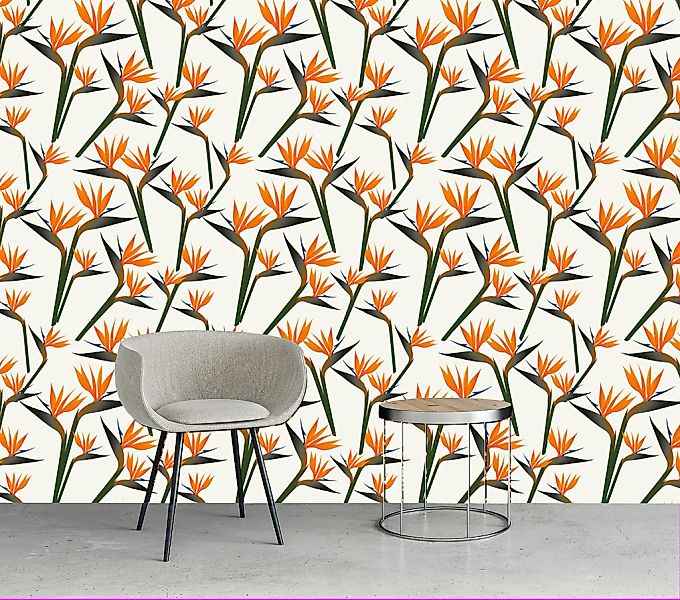 queence Vinyltapete »Samuel«, bedruckt-Motiv-botanisch-floral-gemustert-nat günstig online kaufen