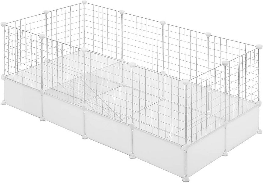 EUGAD Freigehege, Meerschweinchen Käfig, Kaninchen Gehege, Weiß 142x71x53cm günstig online kaufen
