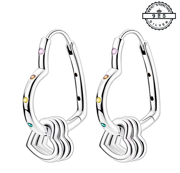 Taffstyle Paar Creolen Damen Ohrringe Herz Creolen 925 Silber bunte Kristal günstig online kaufen